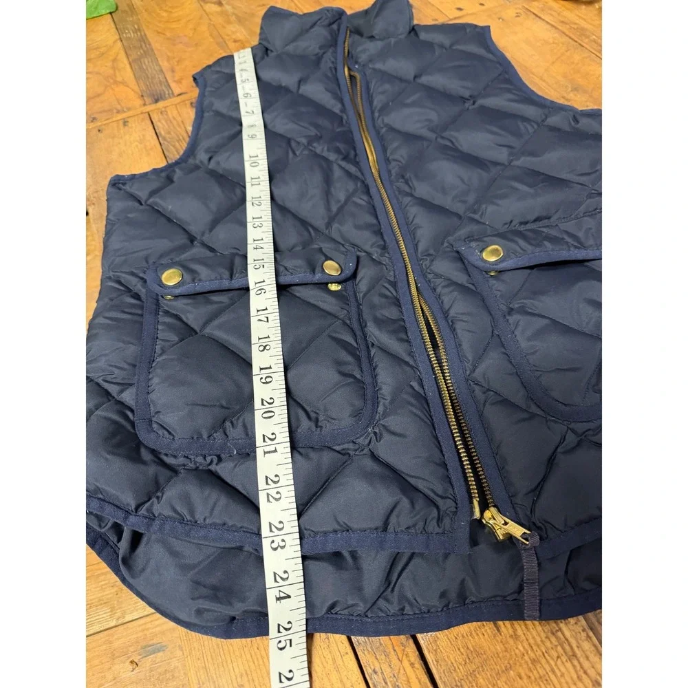J Crew Down Puffer Vest Womens Medium Navy Quilted Preppy‎ Outdoor Nautical